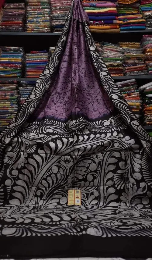 Hand Painted Batik Pure Silk Mark Certified Bishnupuri Silk Sarees